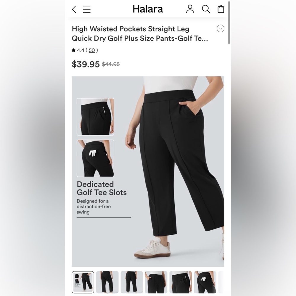HALARA Black High-Waisted Straight-Leg Golf Pants